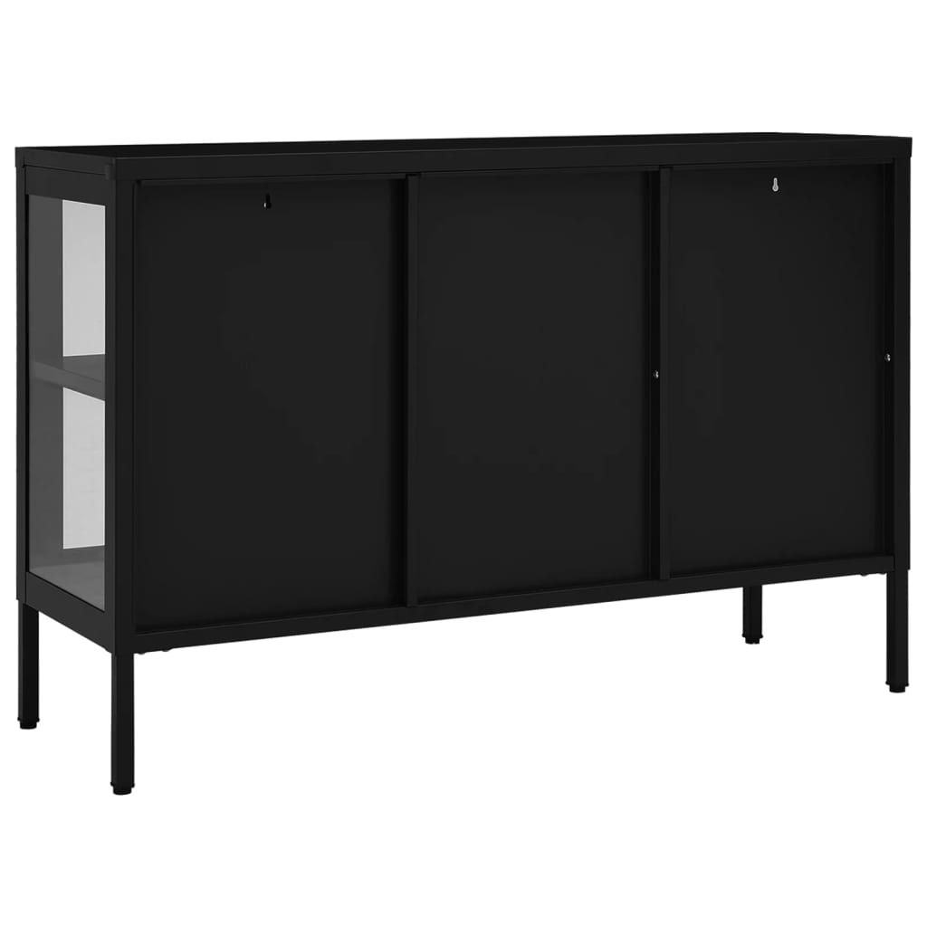 vidaXL Sideboard Black 41.3"x13.8"x27.6" Steel and Glass