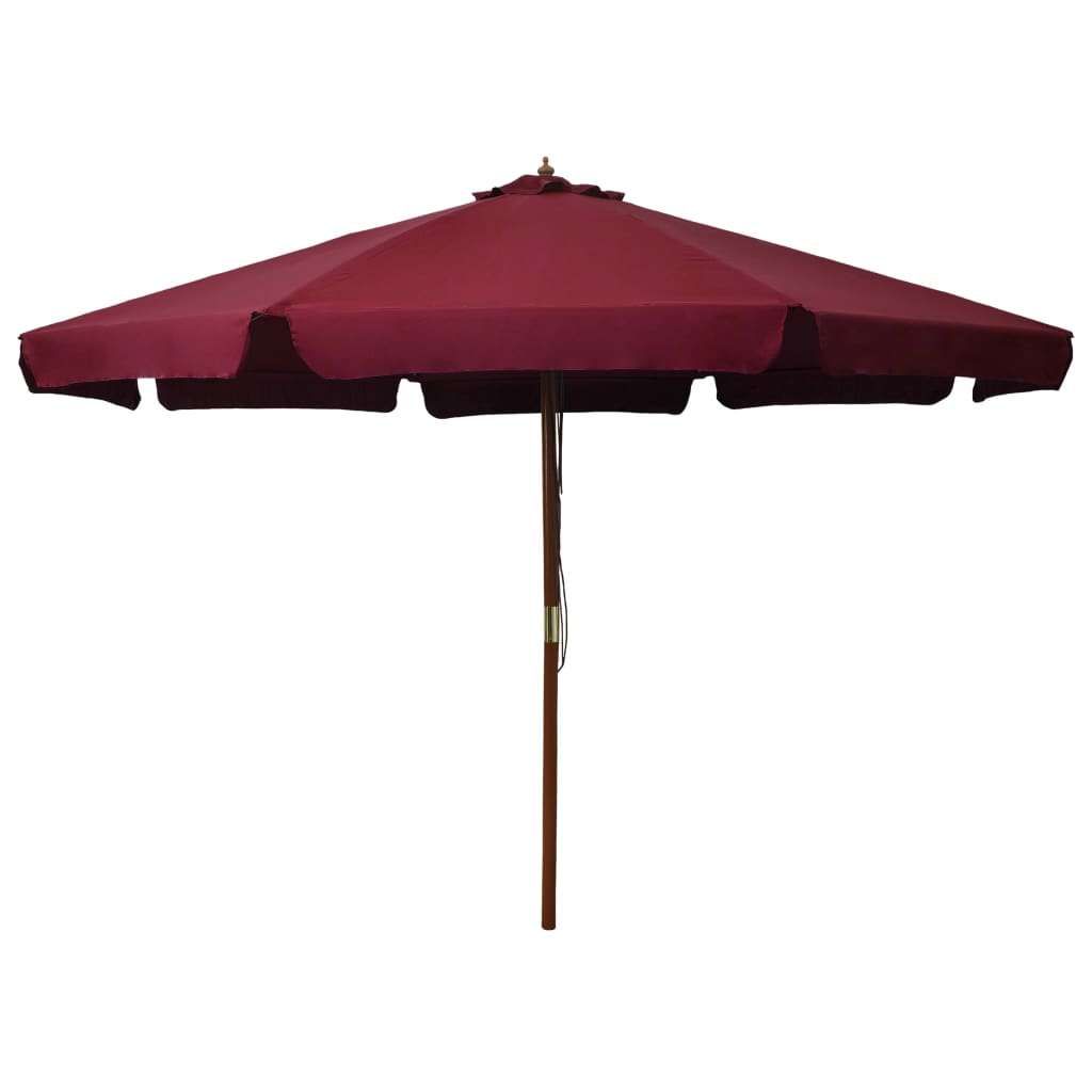 vidaXL Outdoor Parasol with Wooden Pole 129.9" Burgundy