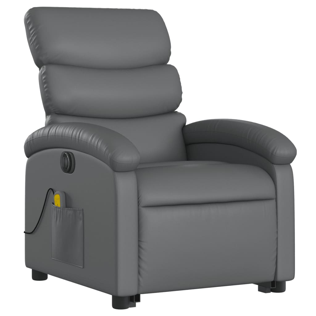 vidaXL Electric Stand up Massage Recliner Chair Gray Faux Leather