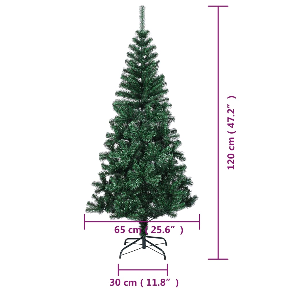 vidaXL Artificial Christmas Tree with Iridescent Tips Green 4 ft PVC