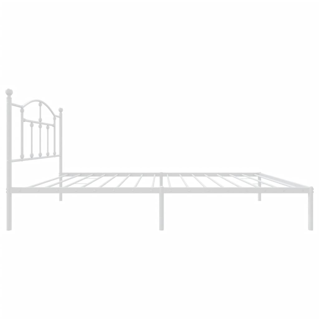 vidaXL Metal Bed Frame without Mattress with Headboard White 39.4"x78.7"