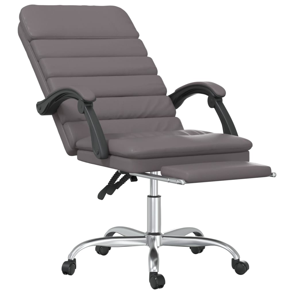 vidaXL Massage Reclining Office Chair Gray Faux Leather