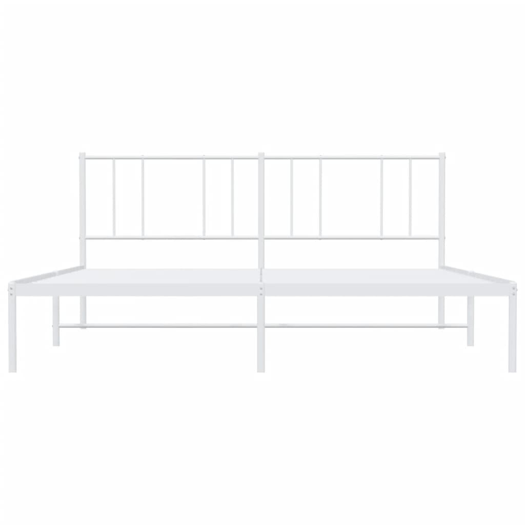 vidaXL Metal Bed Frame without Mattress with Headboard White 76"x79.9"