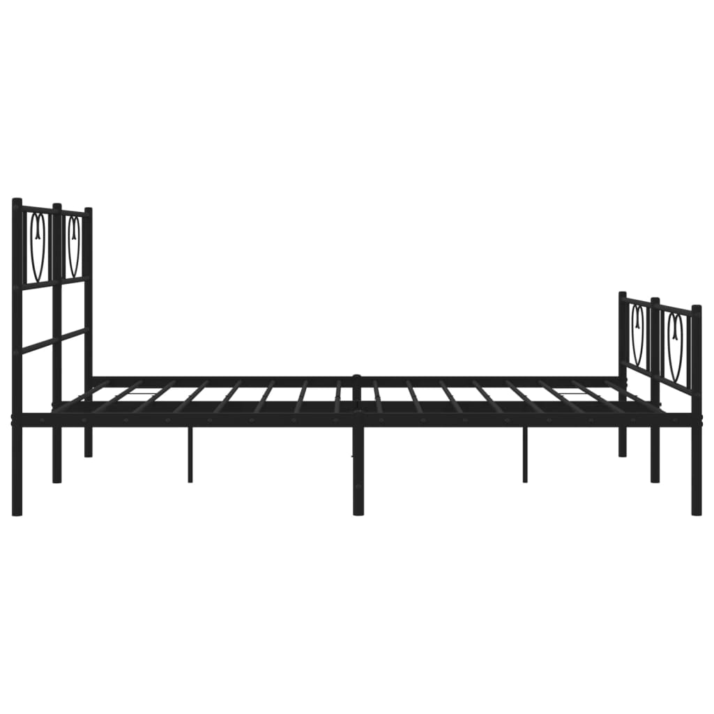 vidaXL Metal Bed Frame with Headboard and Footboard Black 59.1"x78.7"