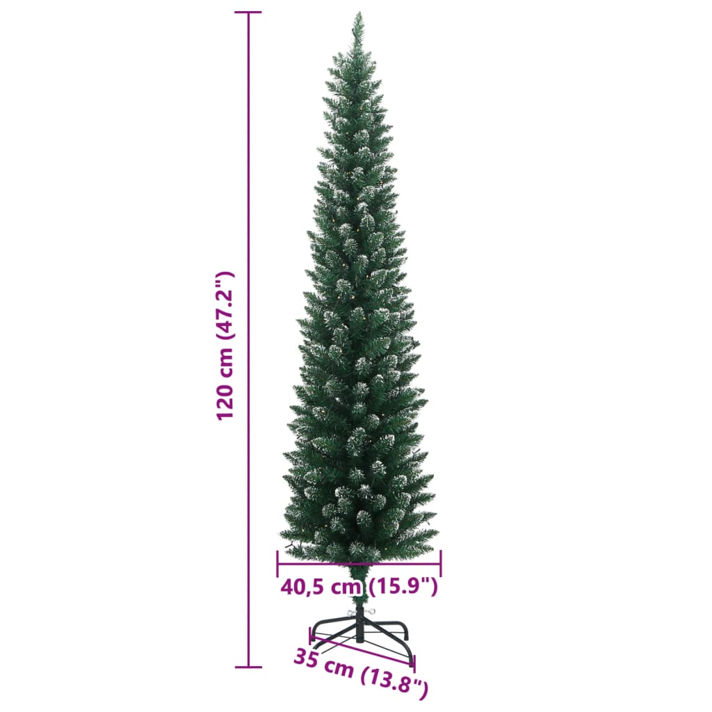 vidaXL Artificial Slim Christmas Tree 150 LEDs 47.2"