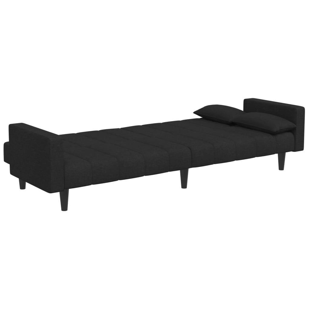 vidaXL 2-Seater Sofa Bed with Footstool Black Fabric