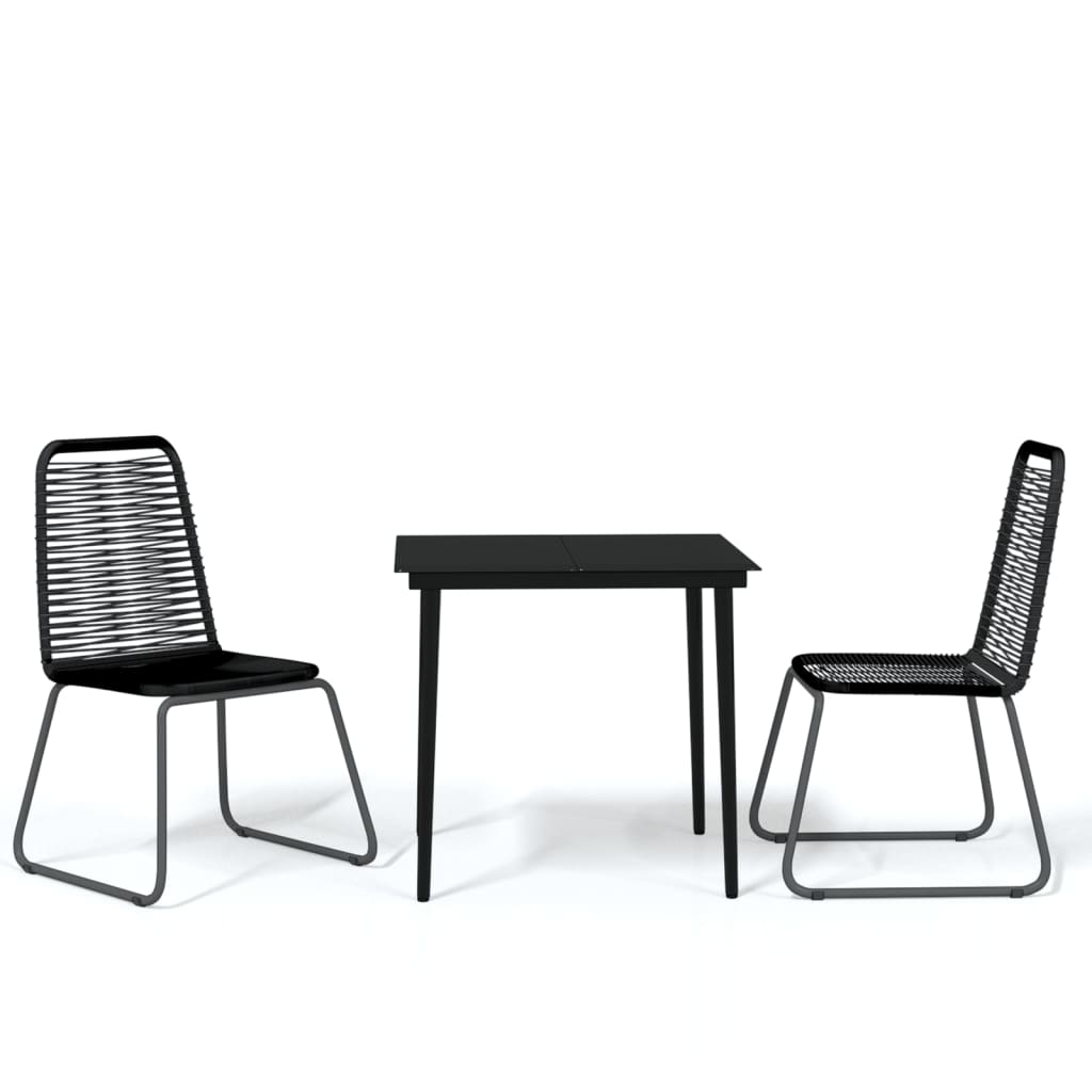 vidaXL 3 Piece Patio Dining Set Black