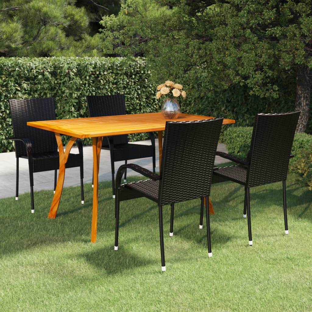 vidaXL 5 Piece Patio Dining Set Black