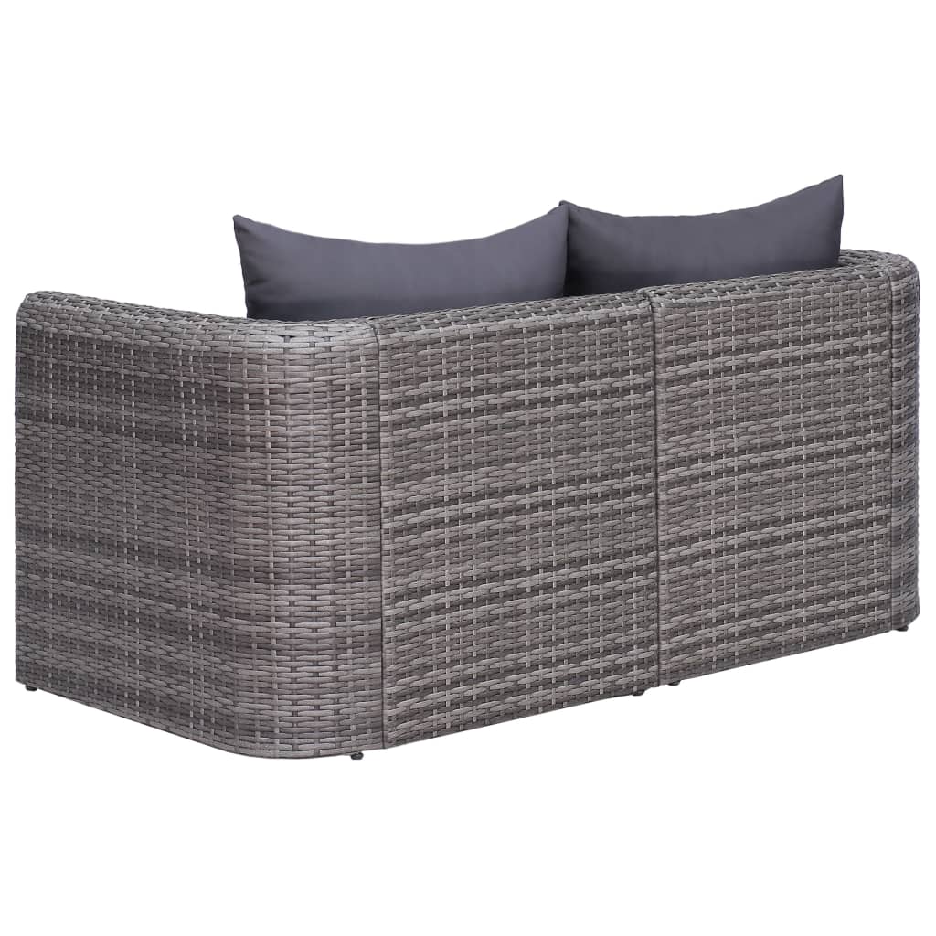 vidaXL 7 Piece Patio Lounge Set with Cushions Poly Rattan Gray