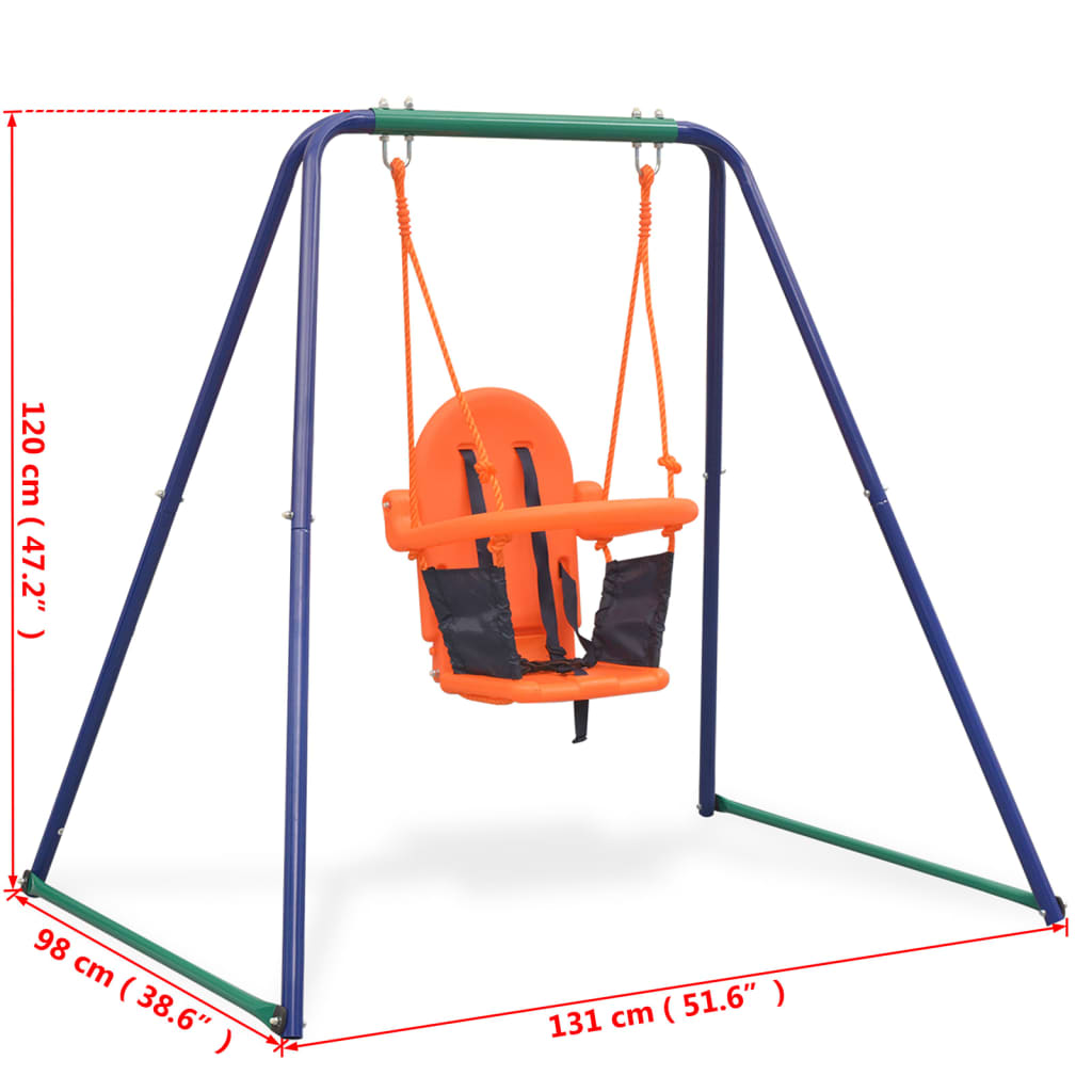 vidaXL 2-in-1 Single Swing and Toddler Swing Orange