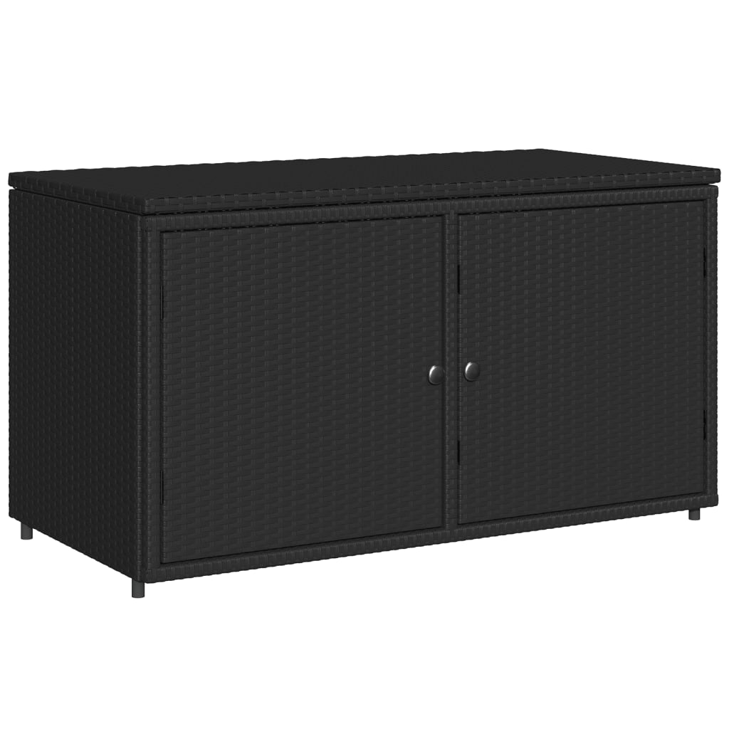 vidaXL Patio Storage Cabinet Black 43.3"x21.7"x23.8" Poly Rattan