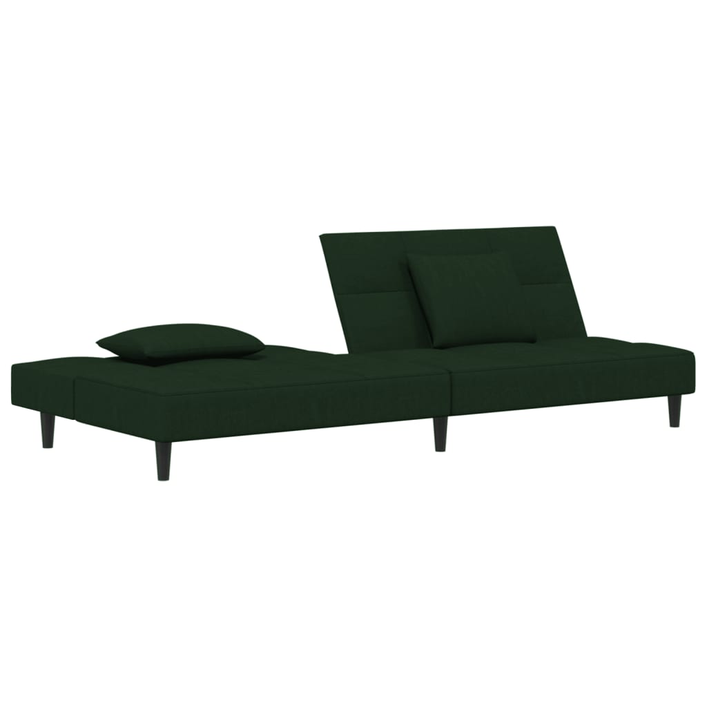 vidaXL 2-Seater Sofa Bed with Two Pillows Dark Green Velvet