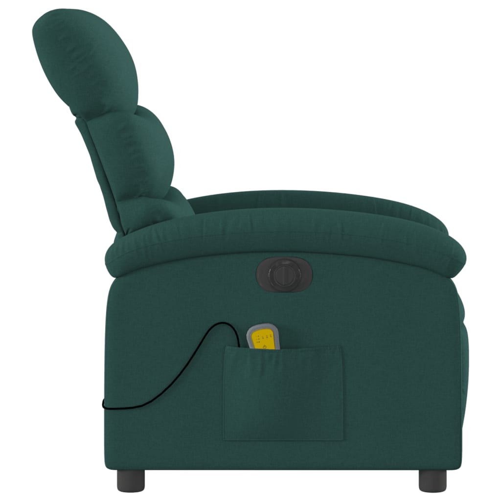 vidaXL Electric Massage Recliner Chair Dark Green Fabric