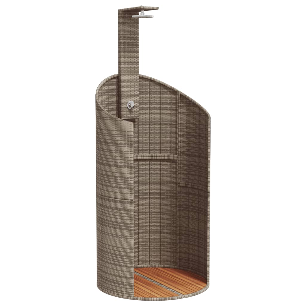 vidaXL Outdoor Shower Gray 39.4"x39.4"x95.1" Poly Rattan and Acacia Wood