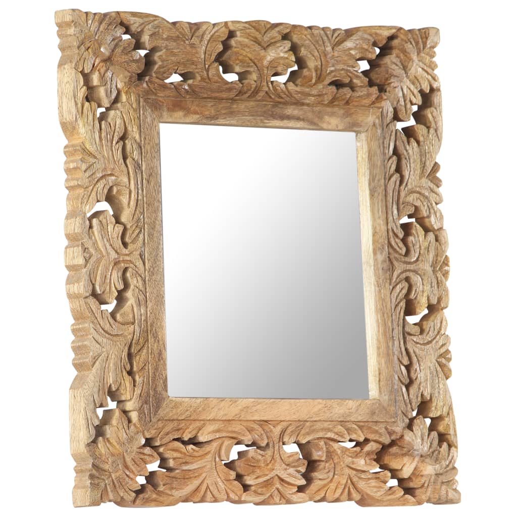 vidaXL Hand Carved Mirror Brown 19.7"x19.7" Solid Mango Wood