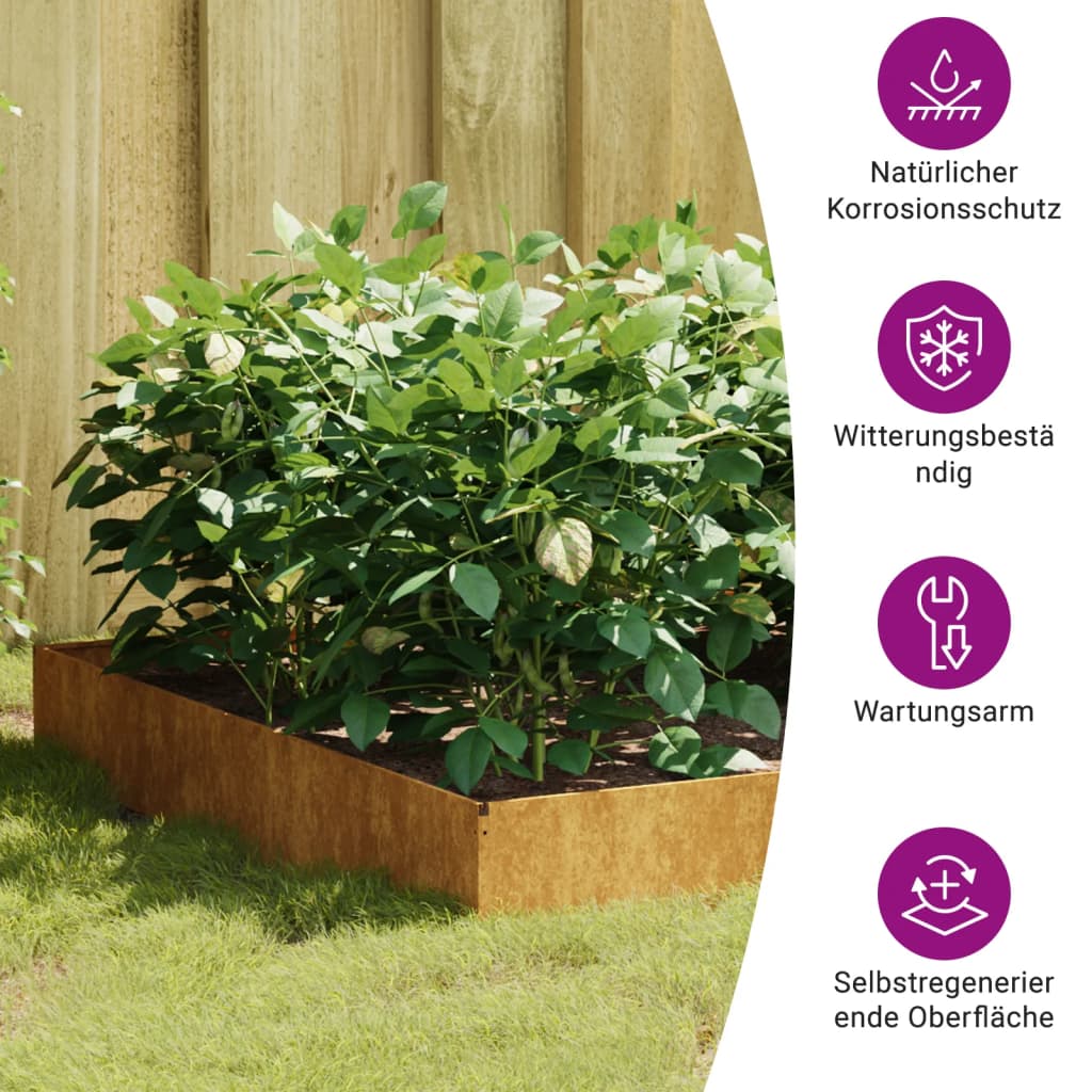 vidaXL Garden Raised Bed 39.4"x39.4"x10.2" Corten Steel