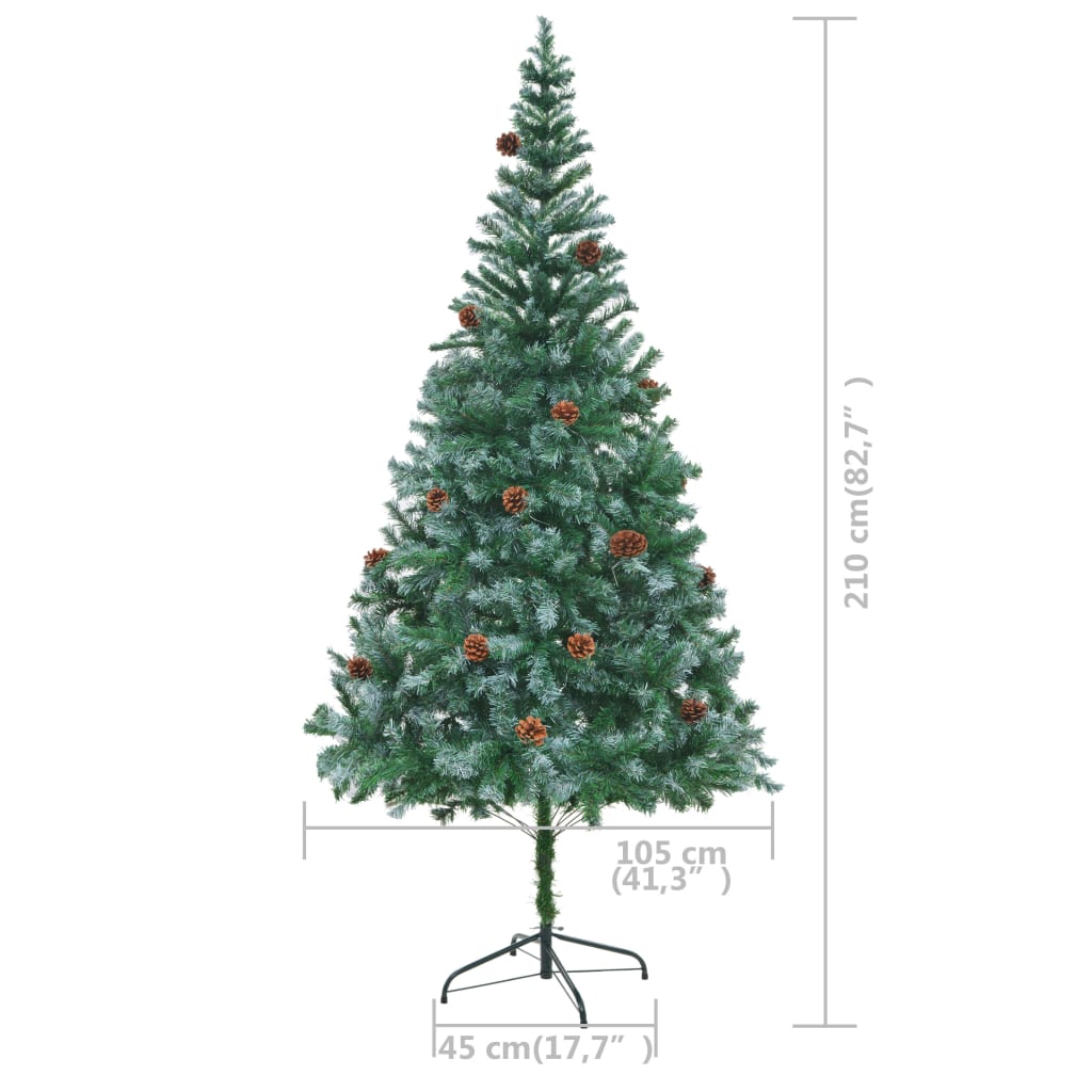 vidaXL Artificial Pre-lit Christmas Tree with Ball Set Pinecones 82.7"