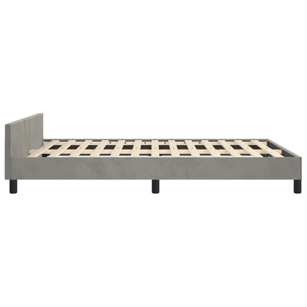 vidaXL Bed Frame with Headboard Light Gray 53.9"x74.8" Full Velvet