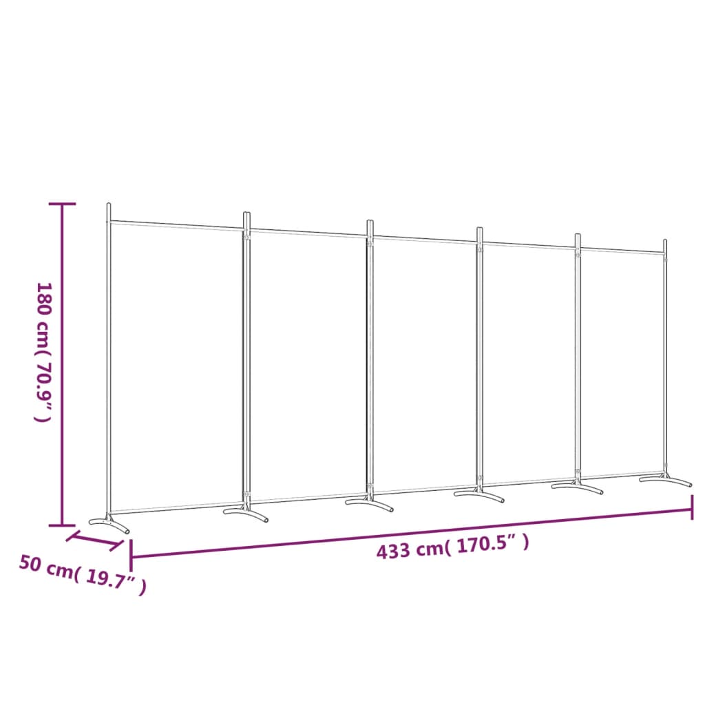 vidaXL 5-Panel Room Divider Anthracite 170.5"x70.9" Fabric