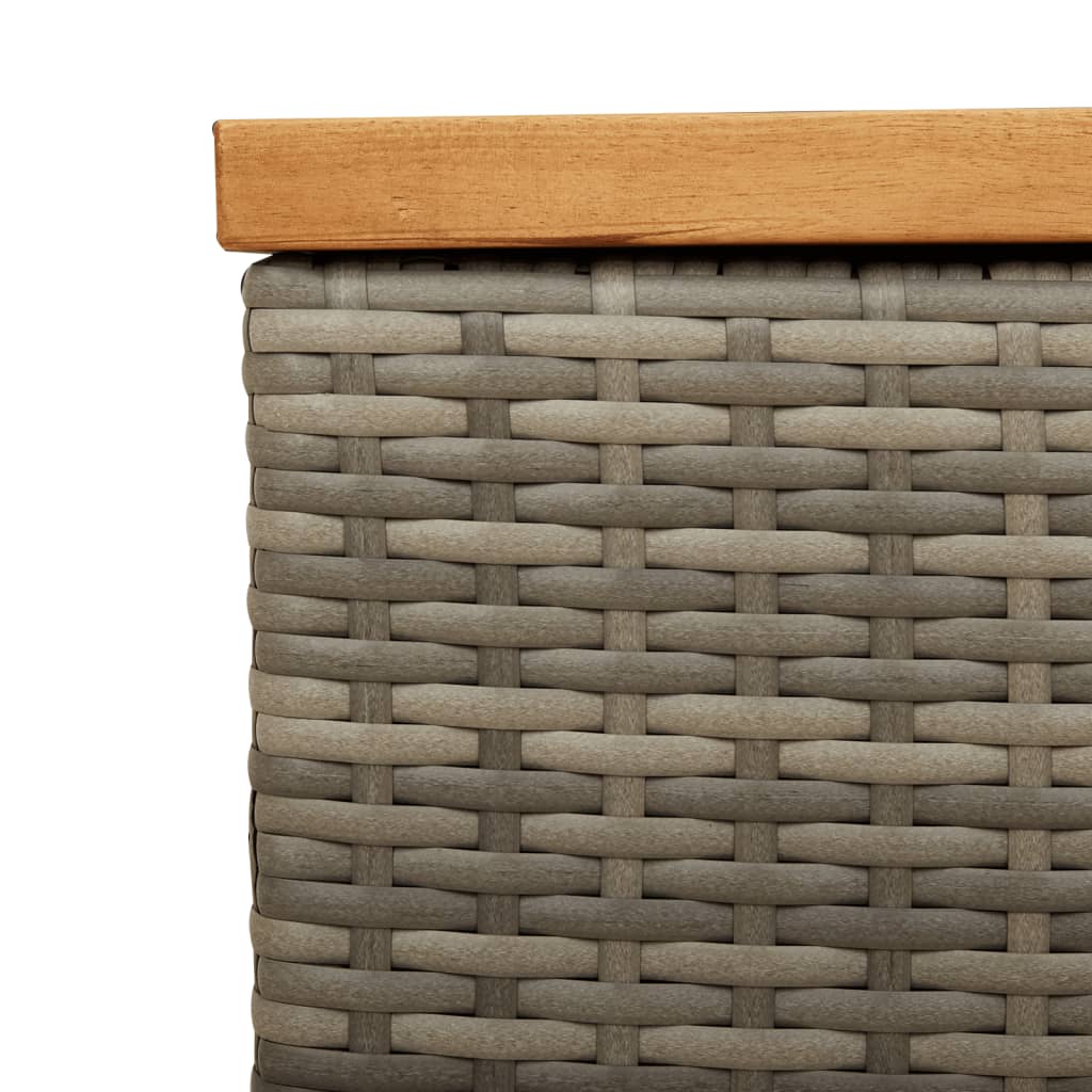 vidaXL Patio Storage Box Gray 43.3"x19.7"x21.3" Poly Rattan Acacia Wood