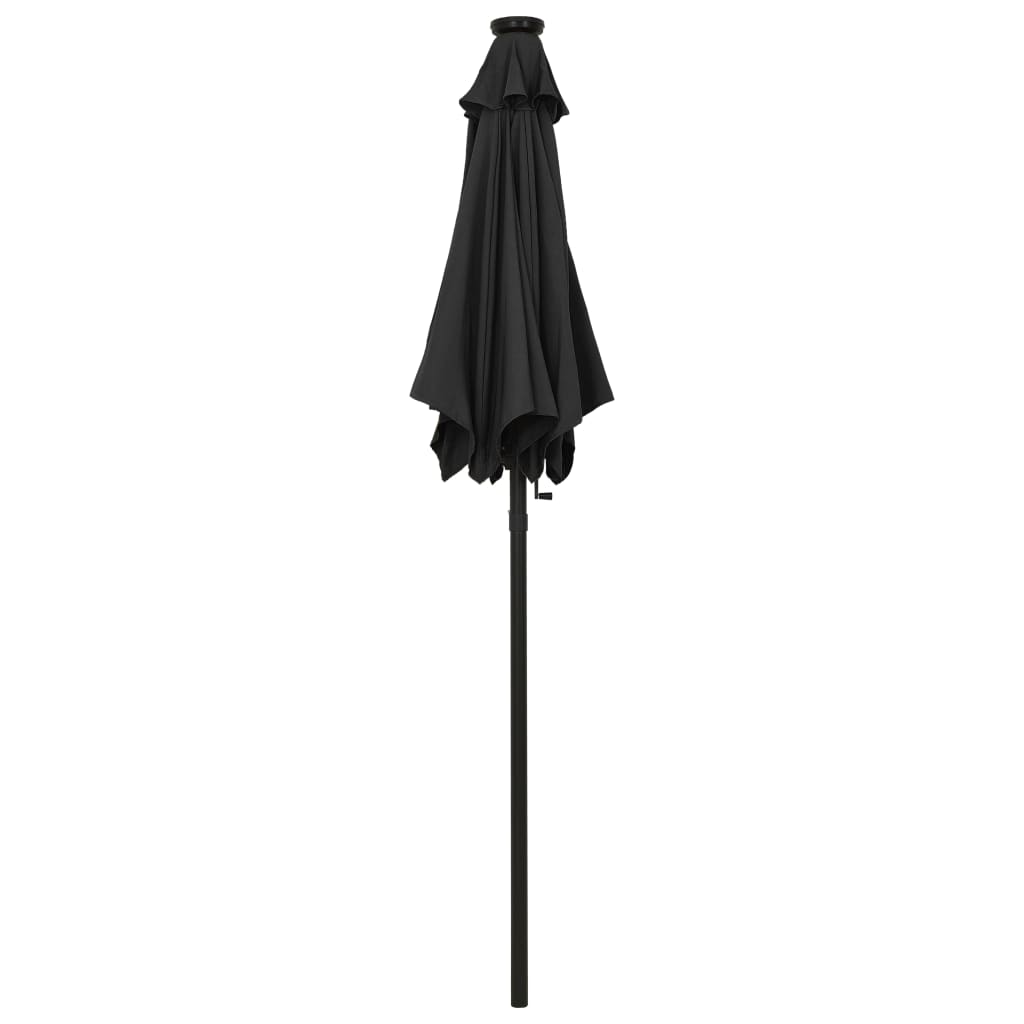 vidaXL Garden Parasol with LED Lights Black 78.7"x83.1" Aluminum