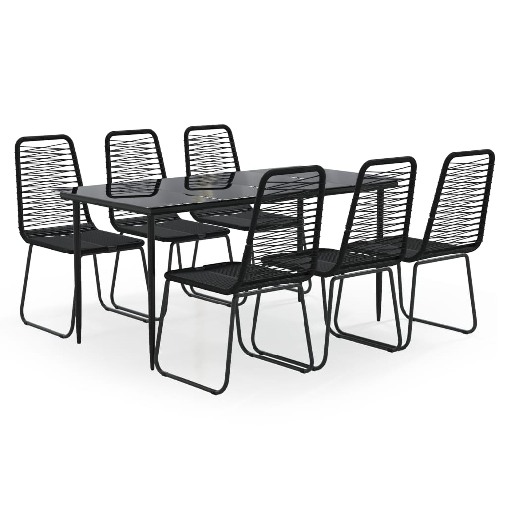 vidaXL 7 Piece Patio Dining Set Black