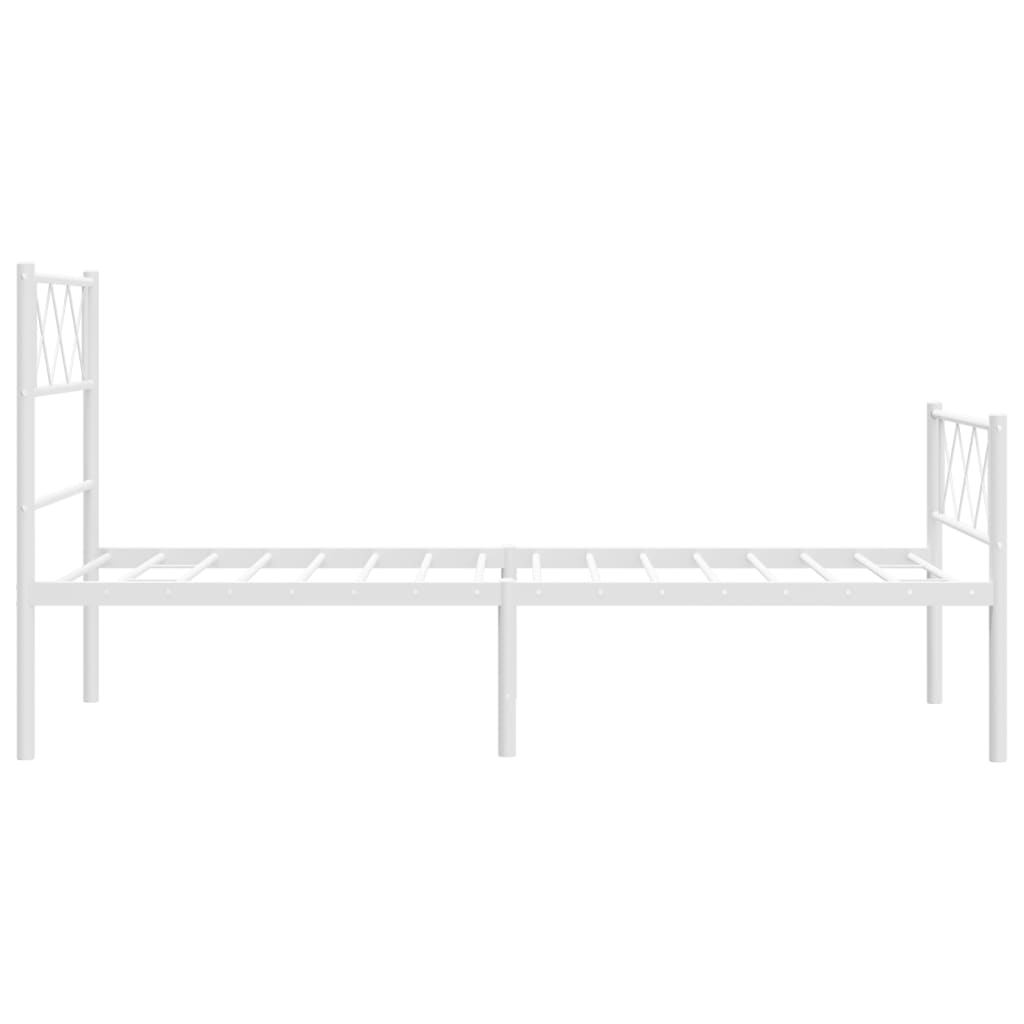 vidaXL Metal Bed Frame without Mattress with Footboard White 39.4"x78.7"