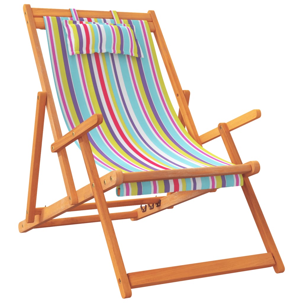 vidaXL Folding Beach Chairs 2 pcs Multicolor Fabric