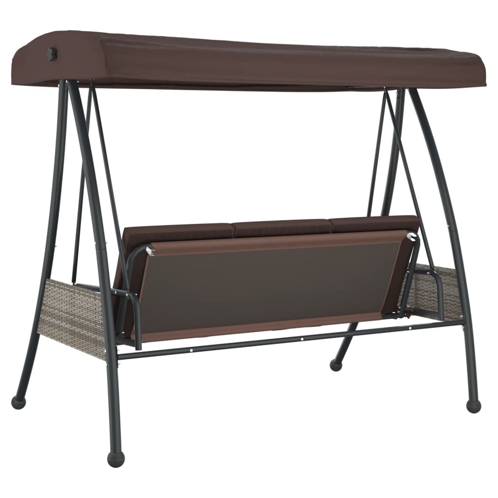 vidaXL Patio Swing Bench with Adjustable Canopy Coffee Brown Steel