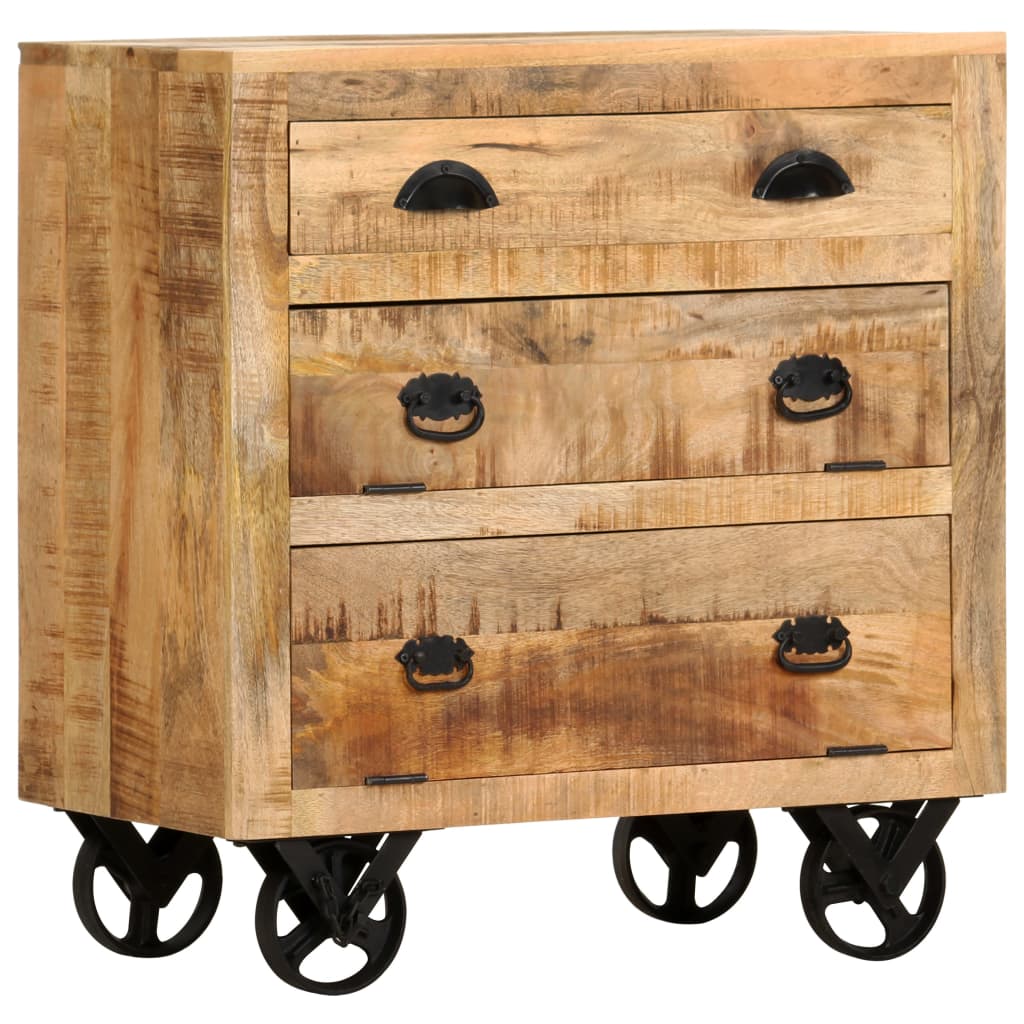 vidaXL Side Cabinet with Wheel 27.6"x15.7"x29.5" Solid Mango Wood