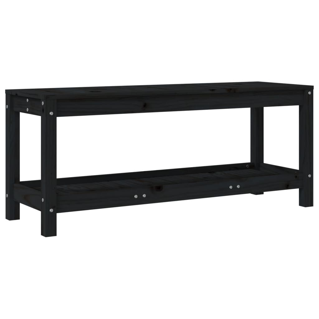 vidaXL Patio Bench Black 42.5"x13.8"x17.7" Solid Wood Pine