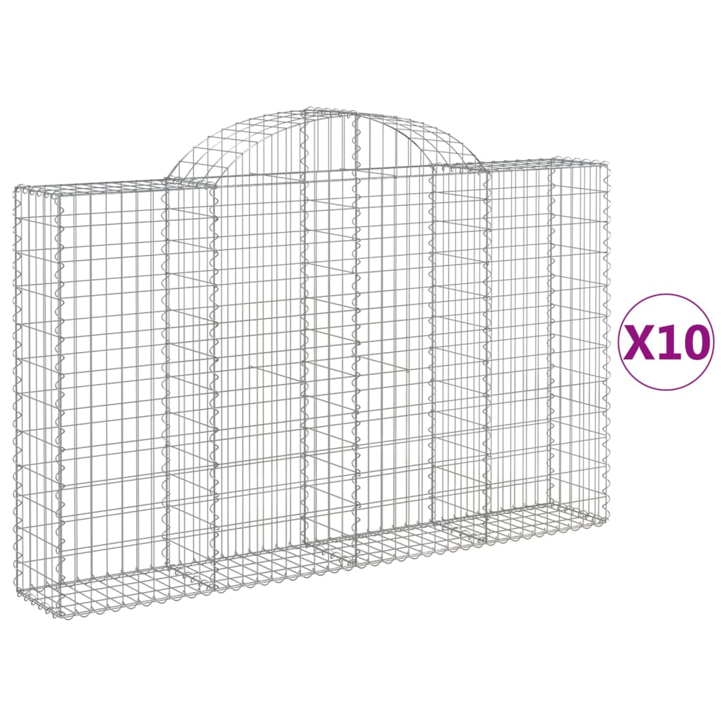 vidaXL Arched Gabion Baskets 10 pcs 78.7"x11.8"x47.2"/55.1" Galvanized Iron