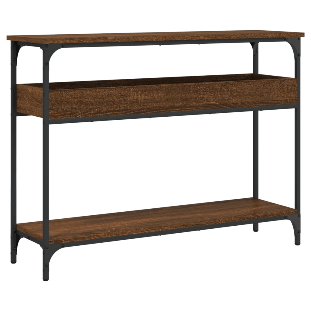 vidaXL Console Table with Shelf Brown Oak 39.4"x11.4"x29.5" Engineered Wood