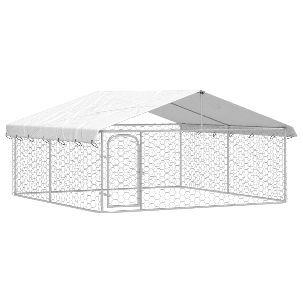 vidaXL Outdoor Dog Kennel with Roof 118.1"x118.1"x59.1"