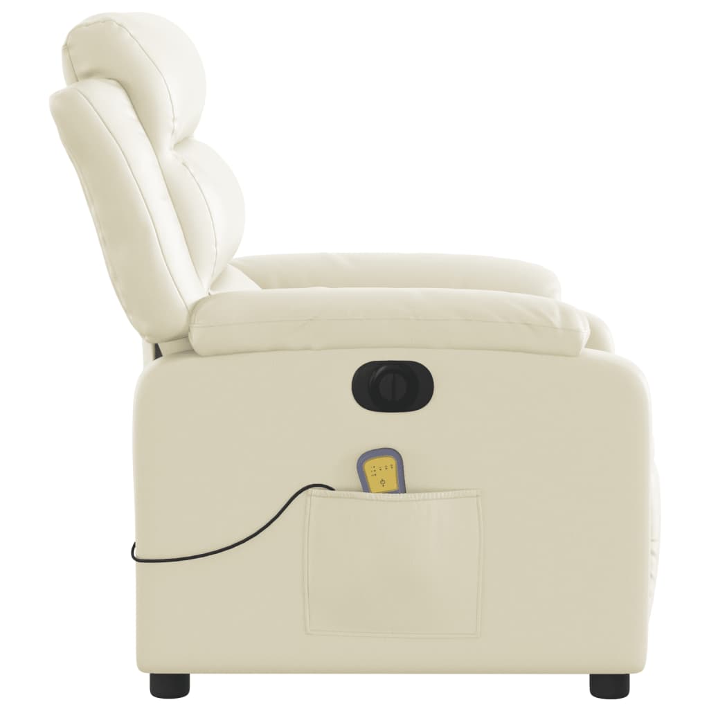 vidaXL Electric Massage Recliner Chair Cream Faux Leather