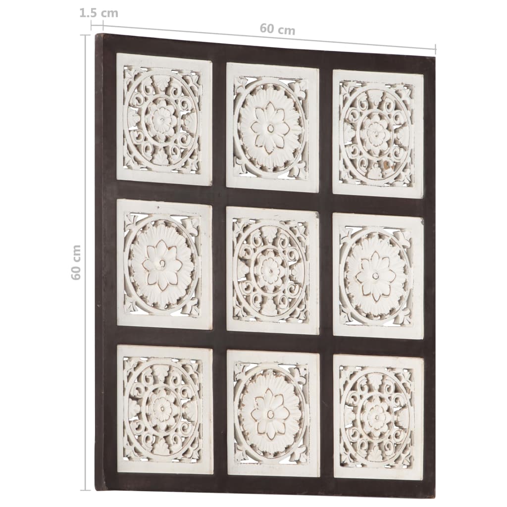 vidaXL Hand-Carved Wall Panel MDF 23.6"x23.6"x0.6" Brown and White