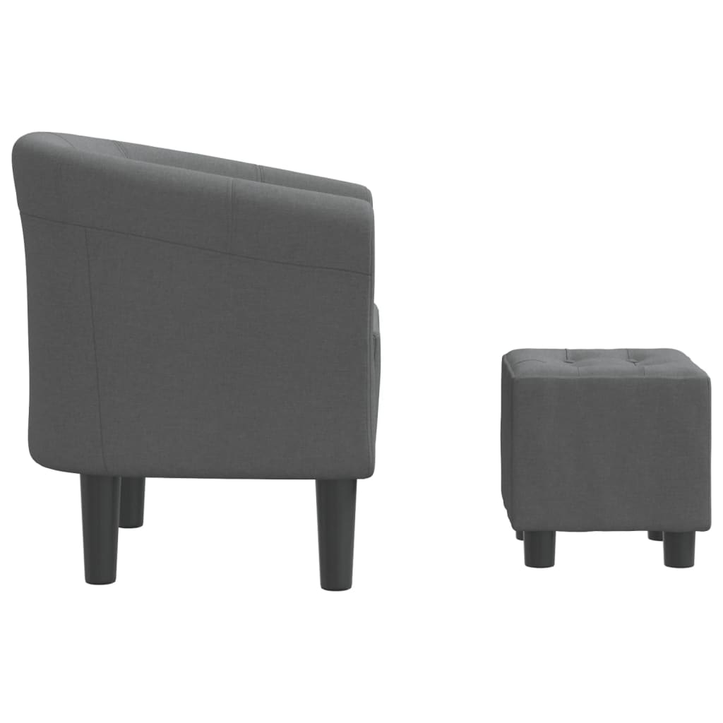 vidaXL Tub Chair with Footstool Dark Gray Fabric