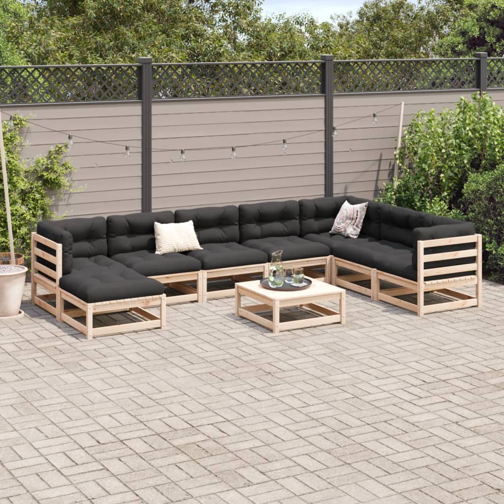 vidaXL 9 Piece Patio Sofa Set Solid Wood Pine