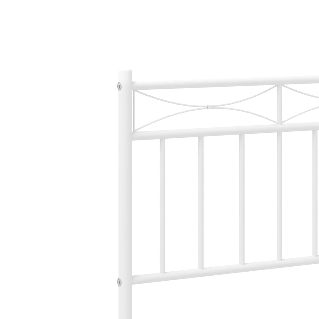 vidaXL Metal Bed Frame without Mattress with Headboard White 59.1"x78.7"