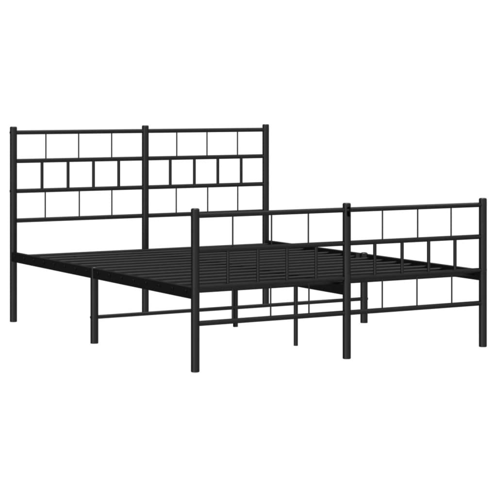 vidaXL Metal Bed Frame without Mattress with Footboard Black 59.1"x78.7"