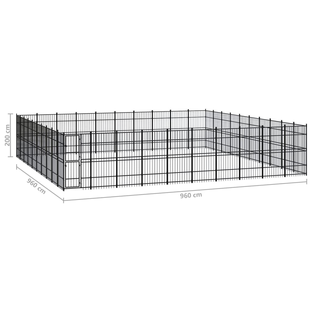 vidaXL Outdoor Dog Kennel Steel 992 ft²