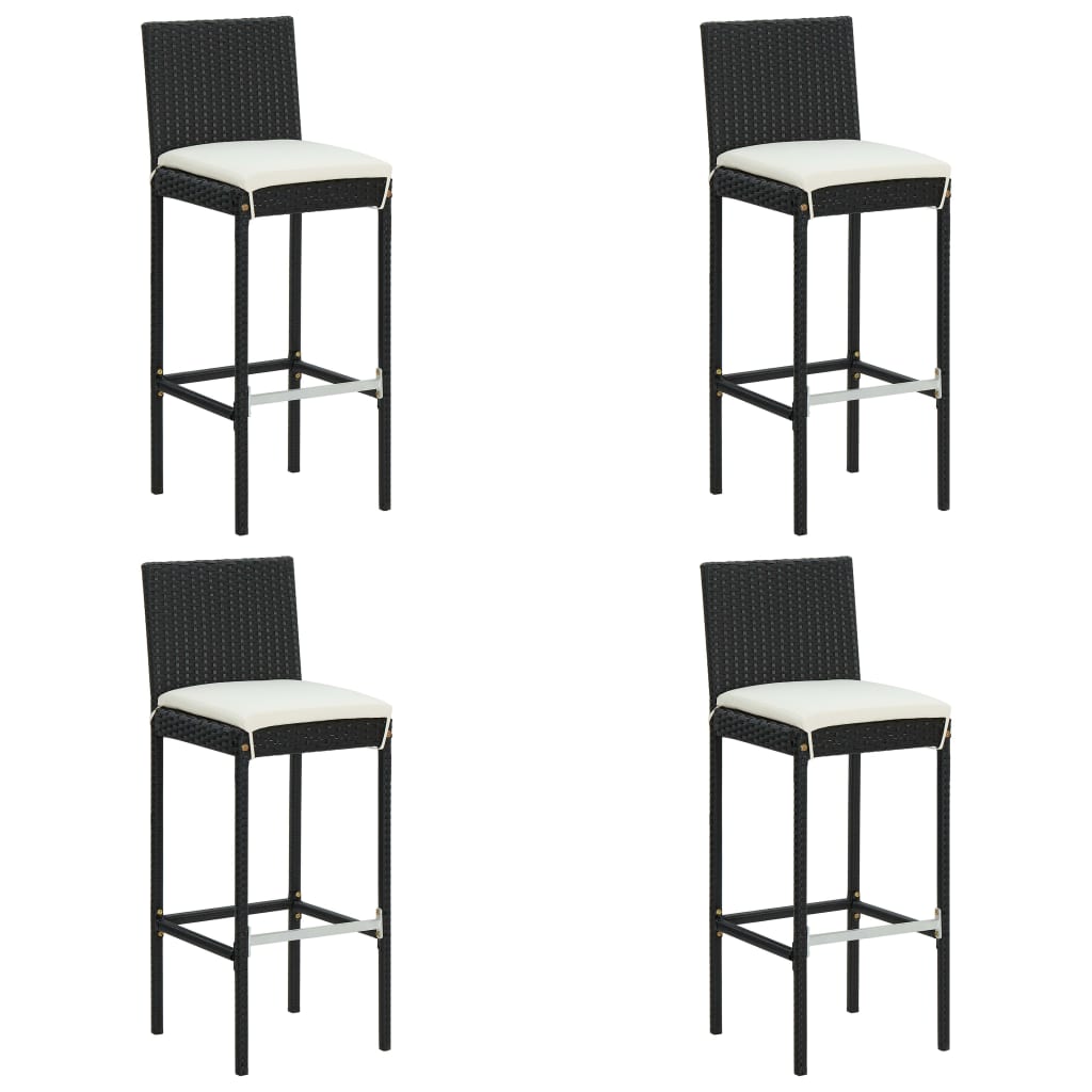 vidaXL 5 Piece Patio Bar Set with Cushions Poly Rattan Black