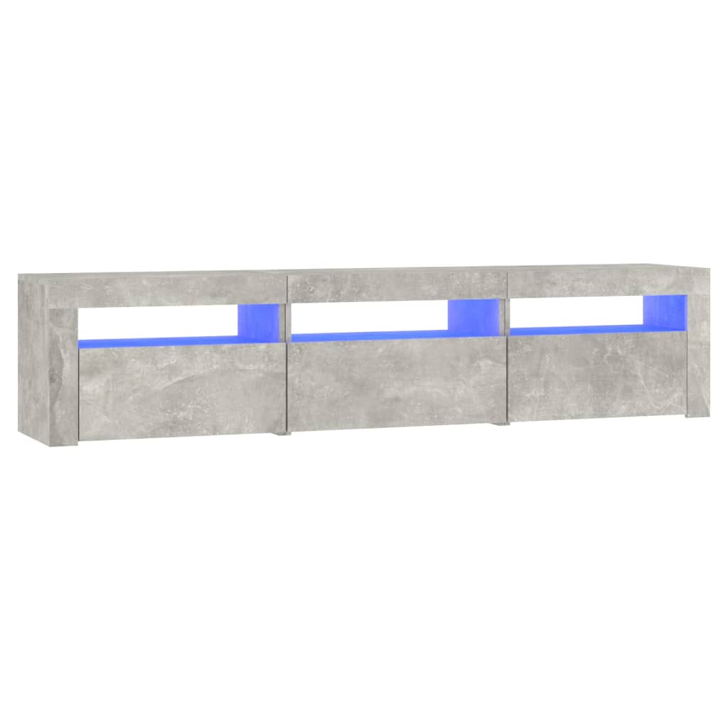 vidaXL TV Stand with LED Lights Concrete Gray 70.9"x13.8"x15.7"