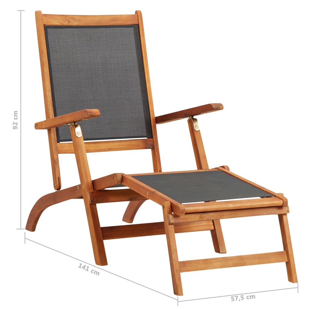 vidaXL Patio Deck Chair Solid Acacia Wood and Textilene