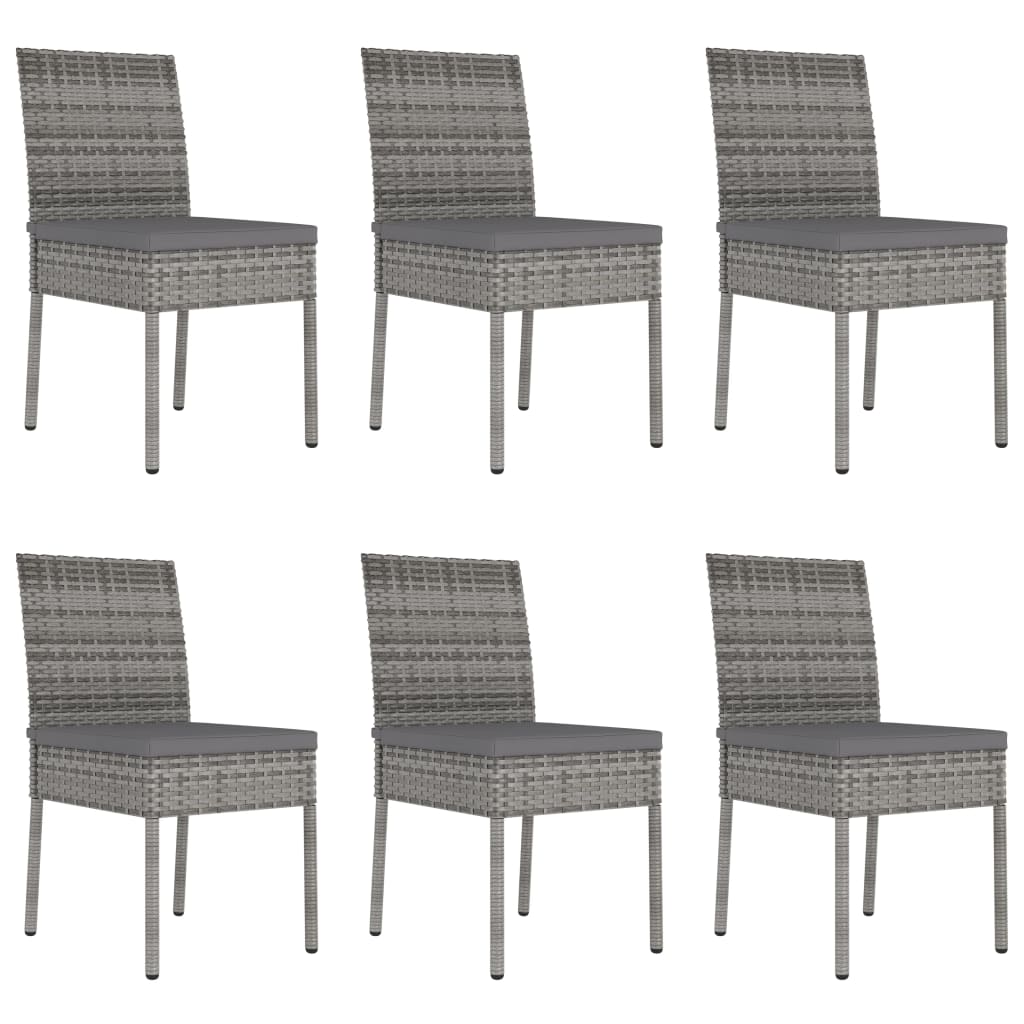 vidaXL 7 Piece Patio Dining Set Poly Rattan Gray