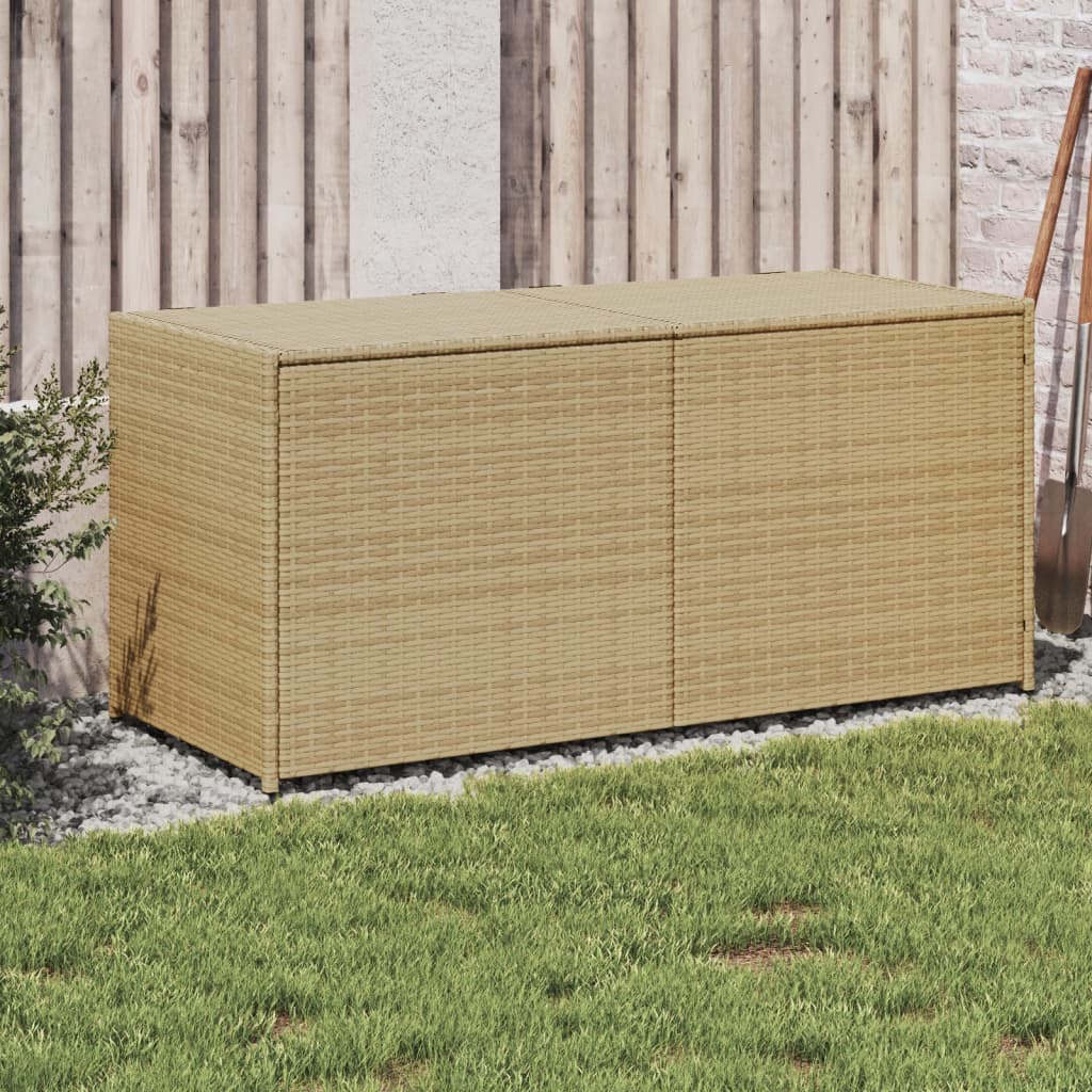 vidaXL Garden Storage Box Mix Beige 74.8 Gal Poly Rattan