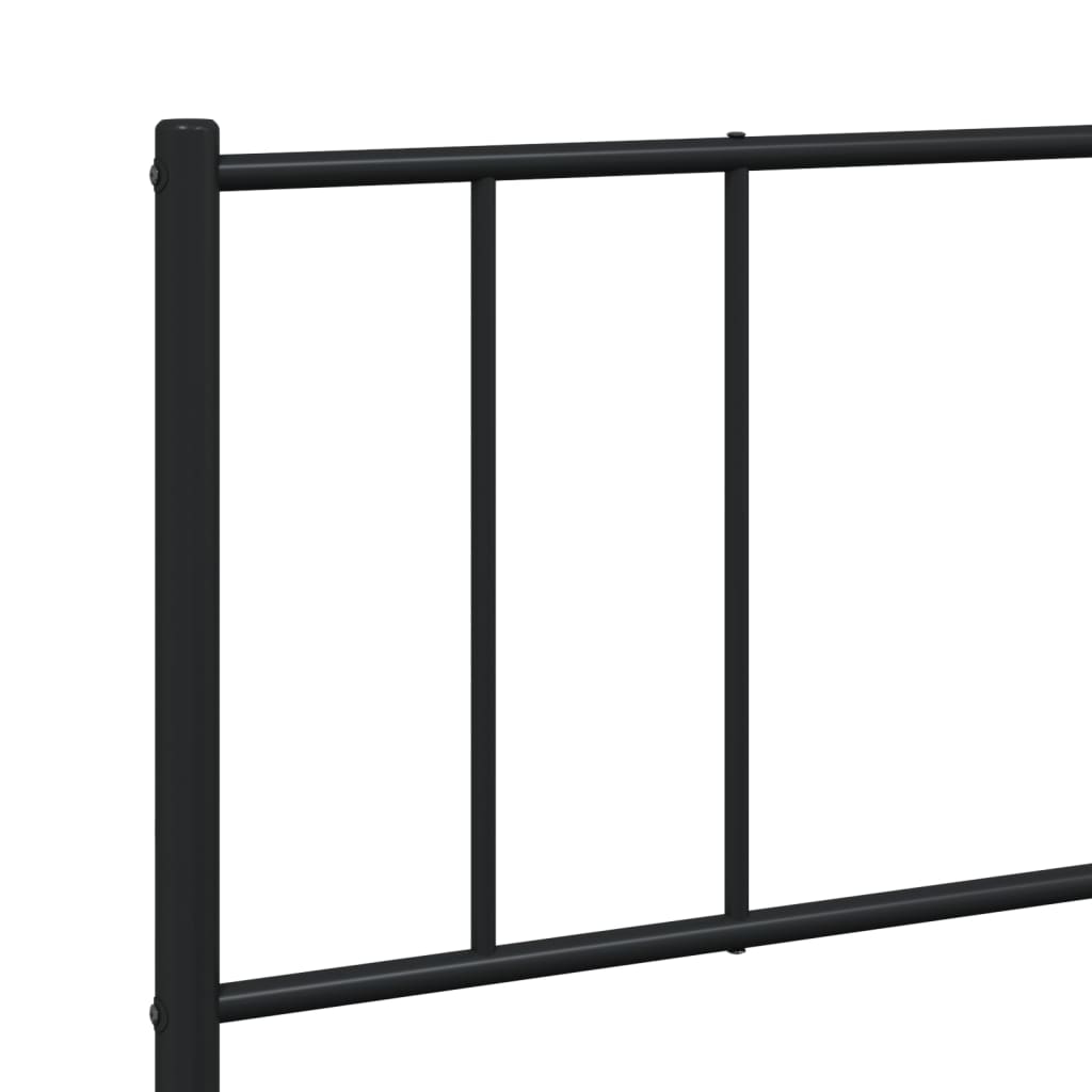 vidaXL Metal Bed Frame without Mattress with Headboard Black 76"x79.9"