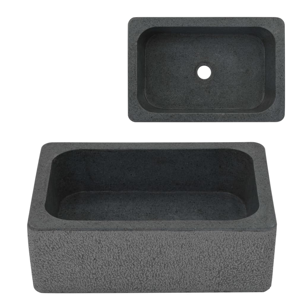 vidaXL Sink 17.7"x11.8"x5.9" Riverstone Black