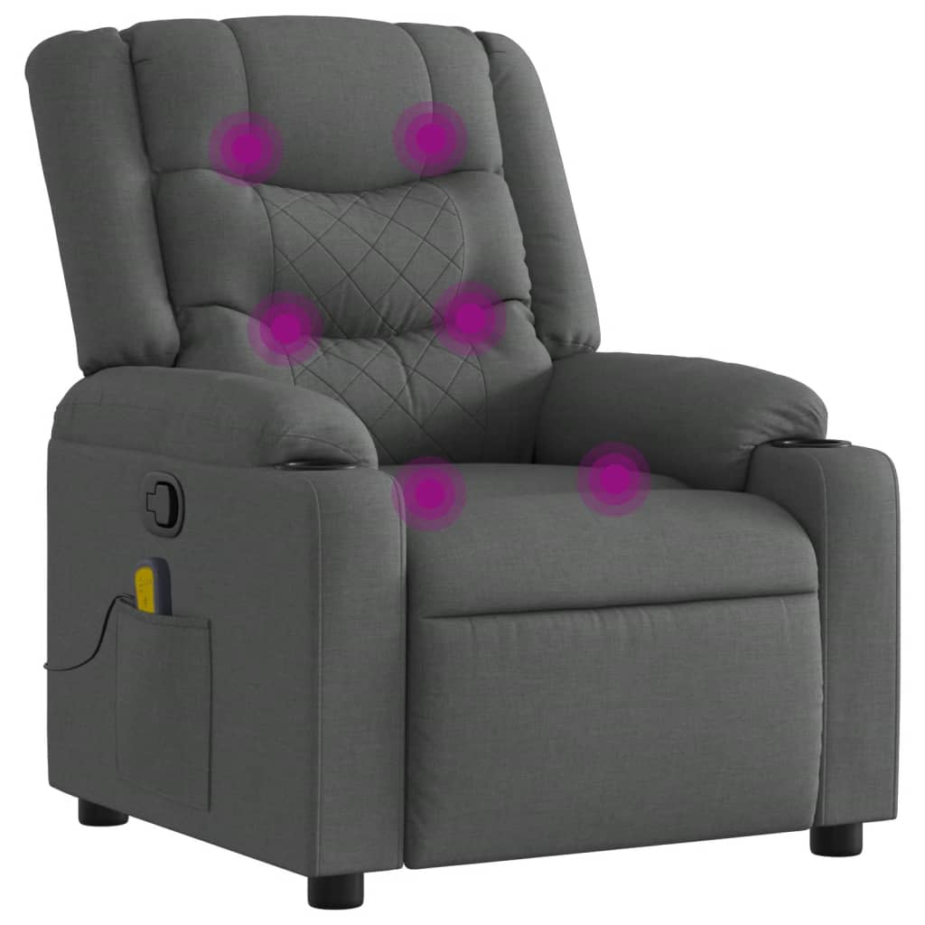 vidaXL Massage Recliner Chair Dark Gray Fabric