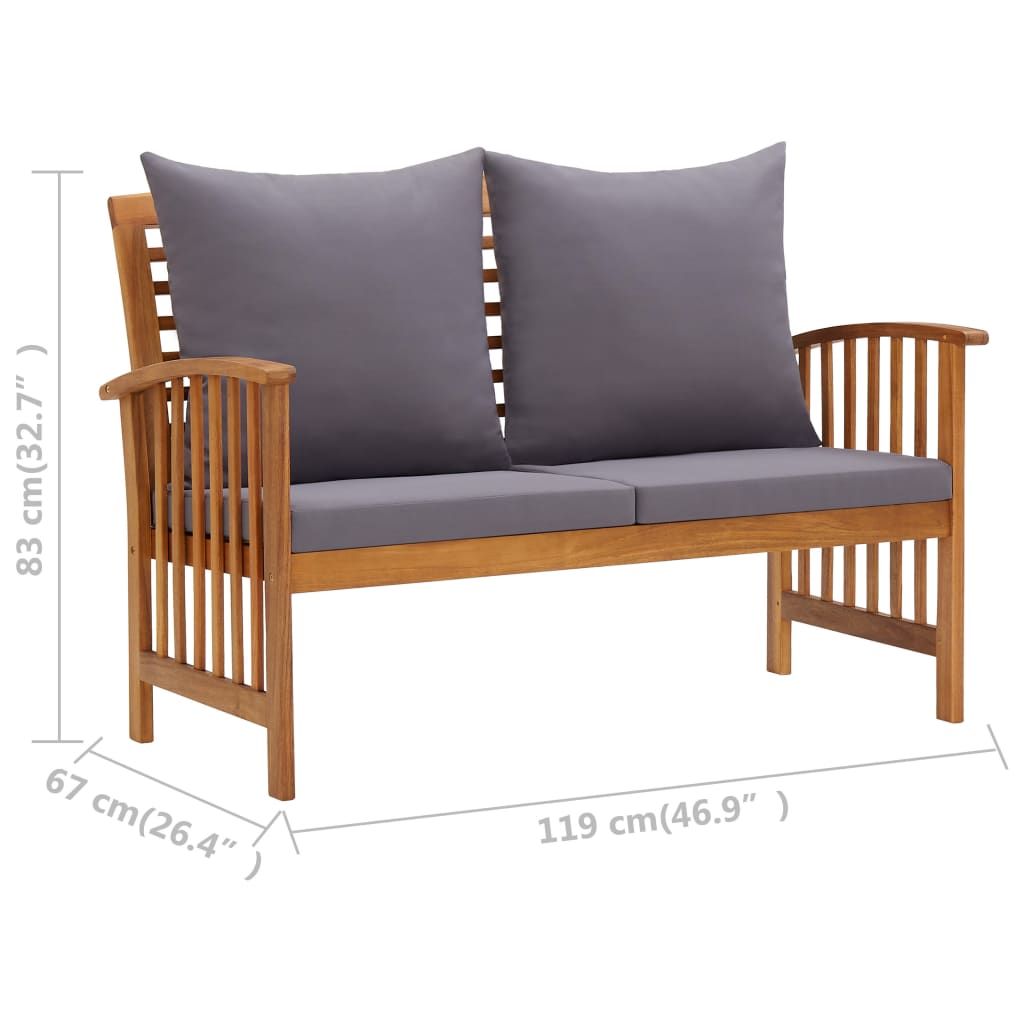 vidaXL 5 Piece Patio Lounge Set with Cushions Solid Acacia Wood